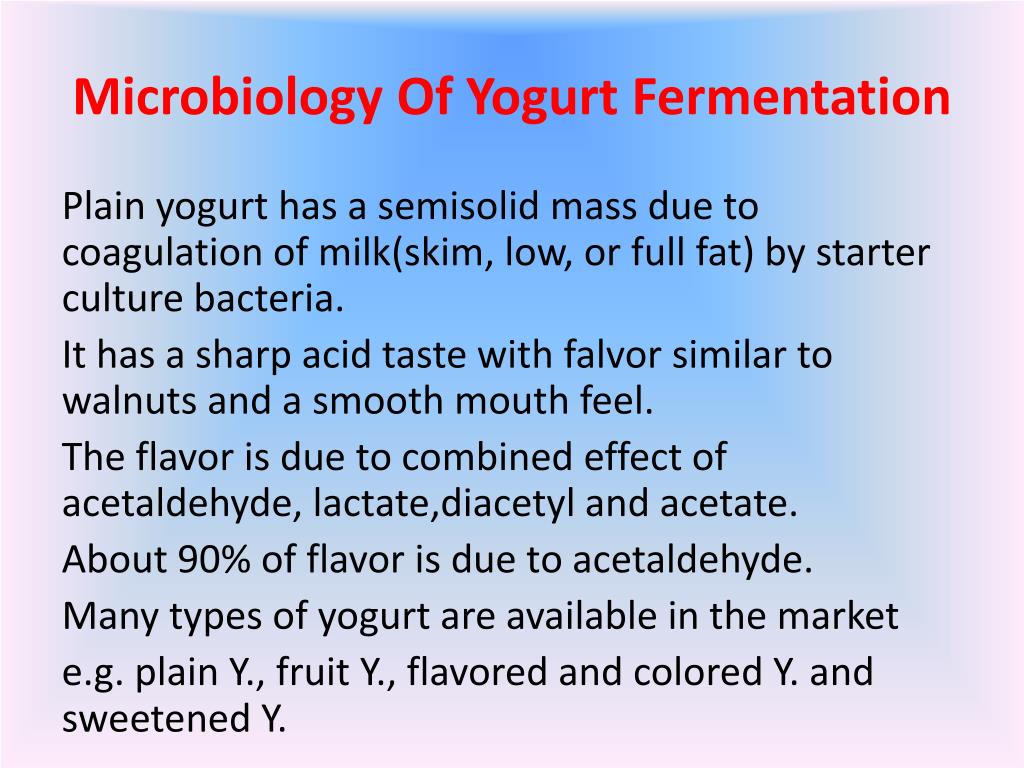 PPT - Microbiology Of Yogurt Fermentation L