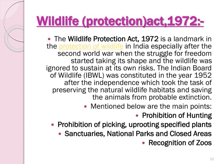 Wildlife Protection Act 1972 Ppt