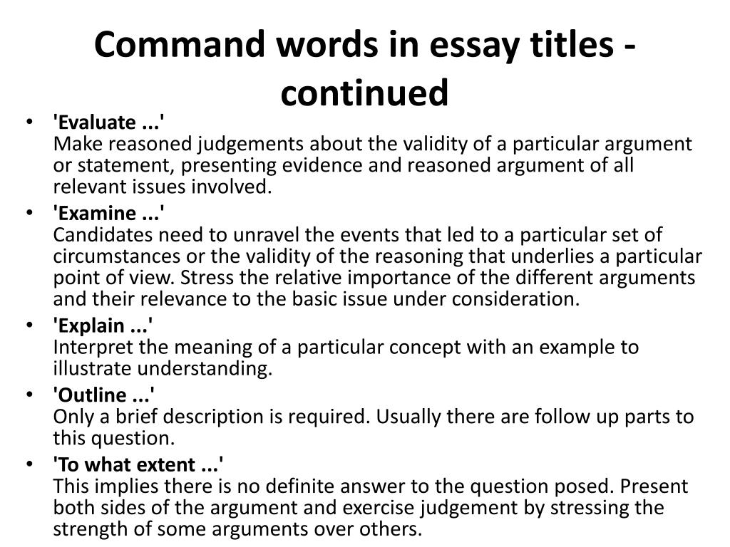 essay command words