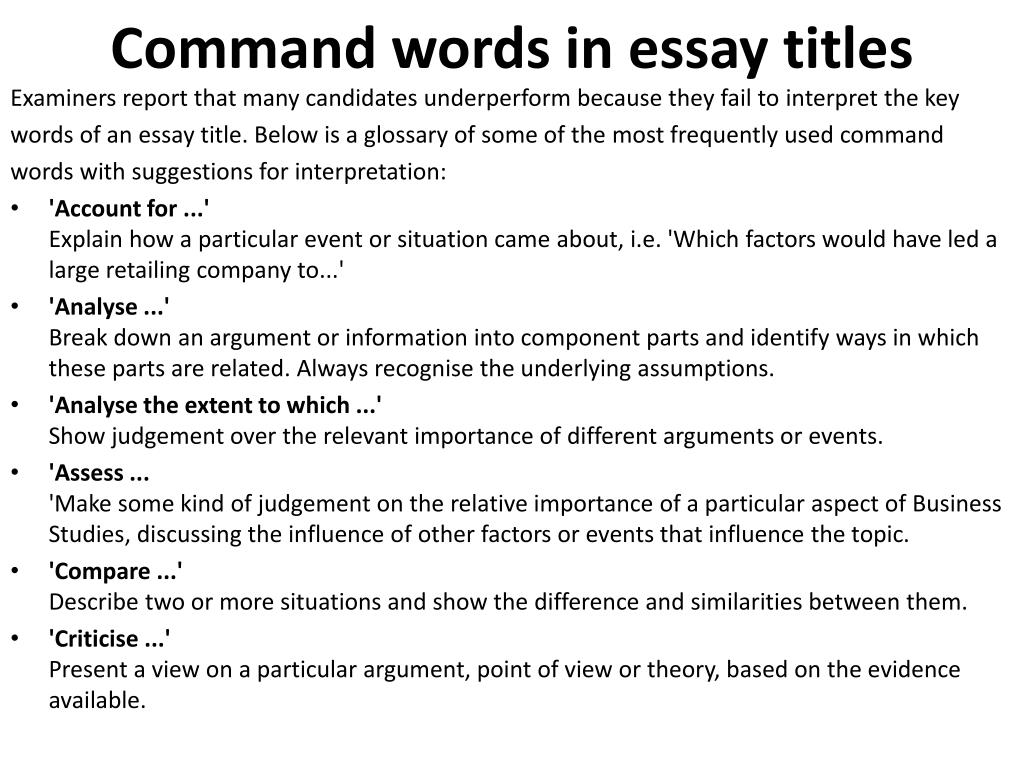 essay writing command words