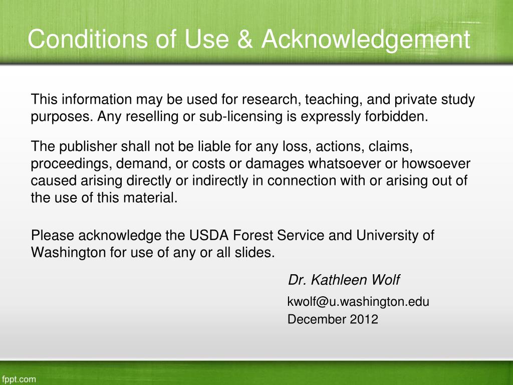 PPT - Conditions of Use &amp; Acknowledgement PowerPoint Presentation -  ID:1637622