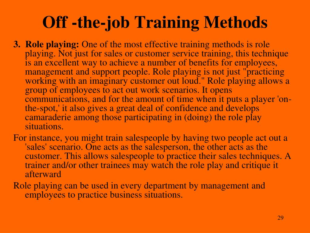 Disadvantages of off the job training methods