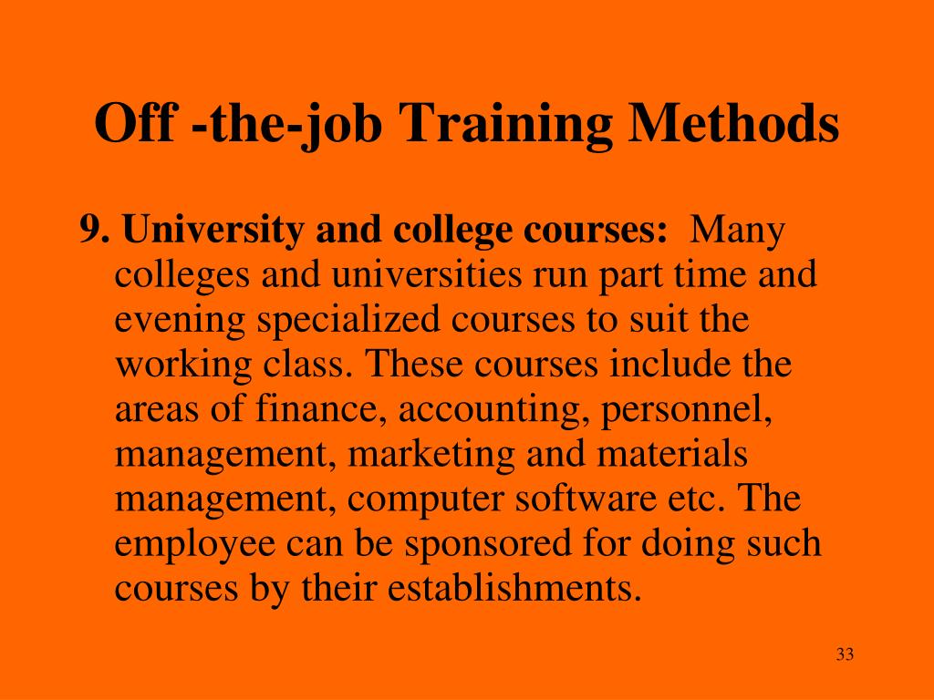 Off the job training methods examples