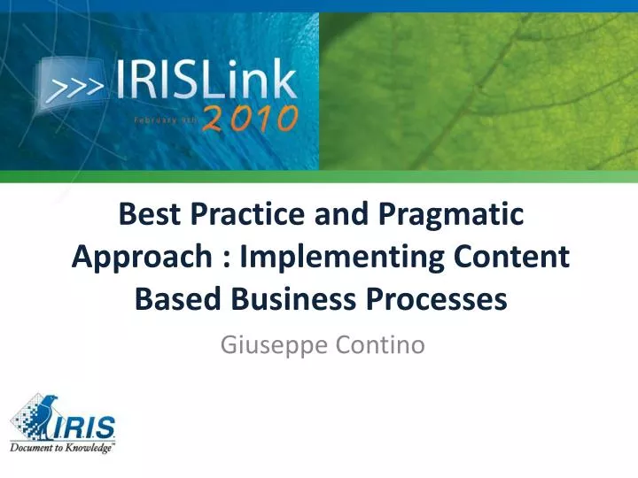 best practice and pragmatic approach implementing content based business processes n.