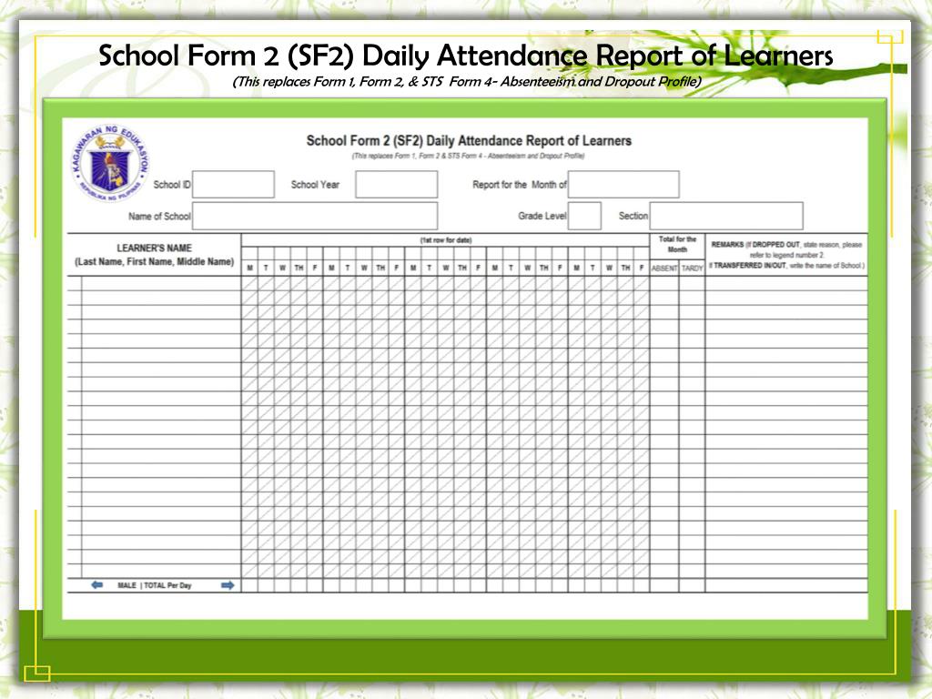 ppt adoption of the modified school forms sfs for public elementary and secondary schools effective end year 201 powerpoint presentation id 1639195 attendance excel sheet download