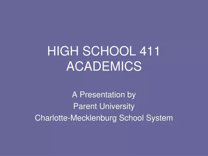 high school 411 academics n.