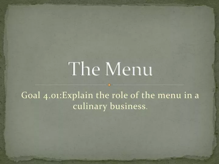 the menu n.