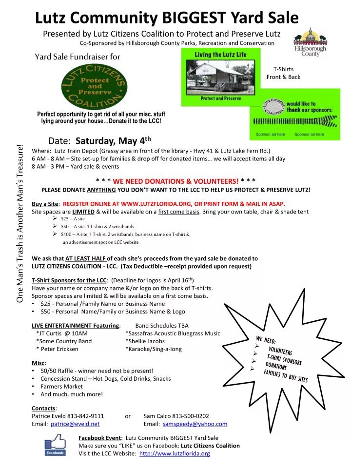 Ppt Lutz Community Biggest Yard Sale Presented By Lutz Citizen S