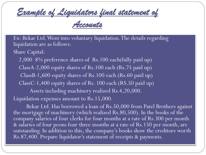 Simple Liquidation Table Example Liquidation In Accounting – Liquidation Value: Definition, What’s ...
