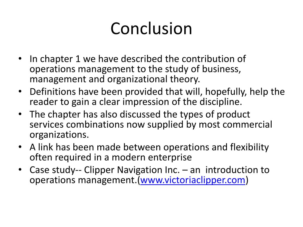 conclusion of operation management assignment