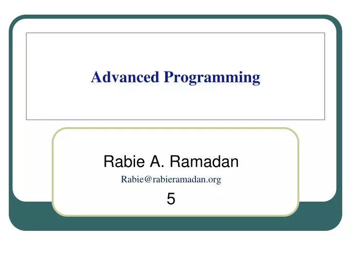 advanced programming n.