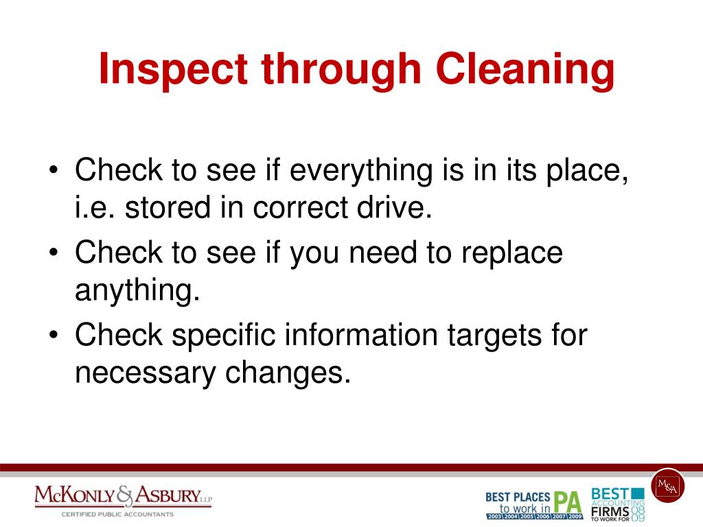 Clean And Inspect PPT - Understanding Lean and 5S for Workplace Optimization PowerPoint ...