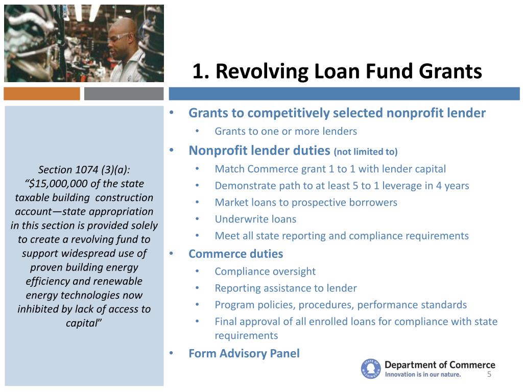 Revolving Fund Program Flowchart PPT - Washington State Clean Energy Funds Overview: Programs ...