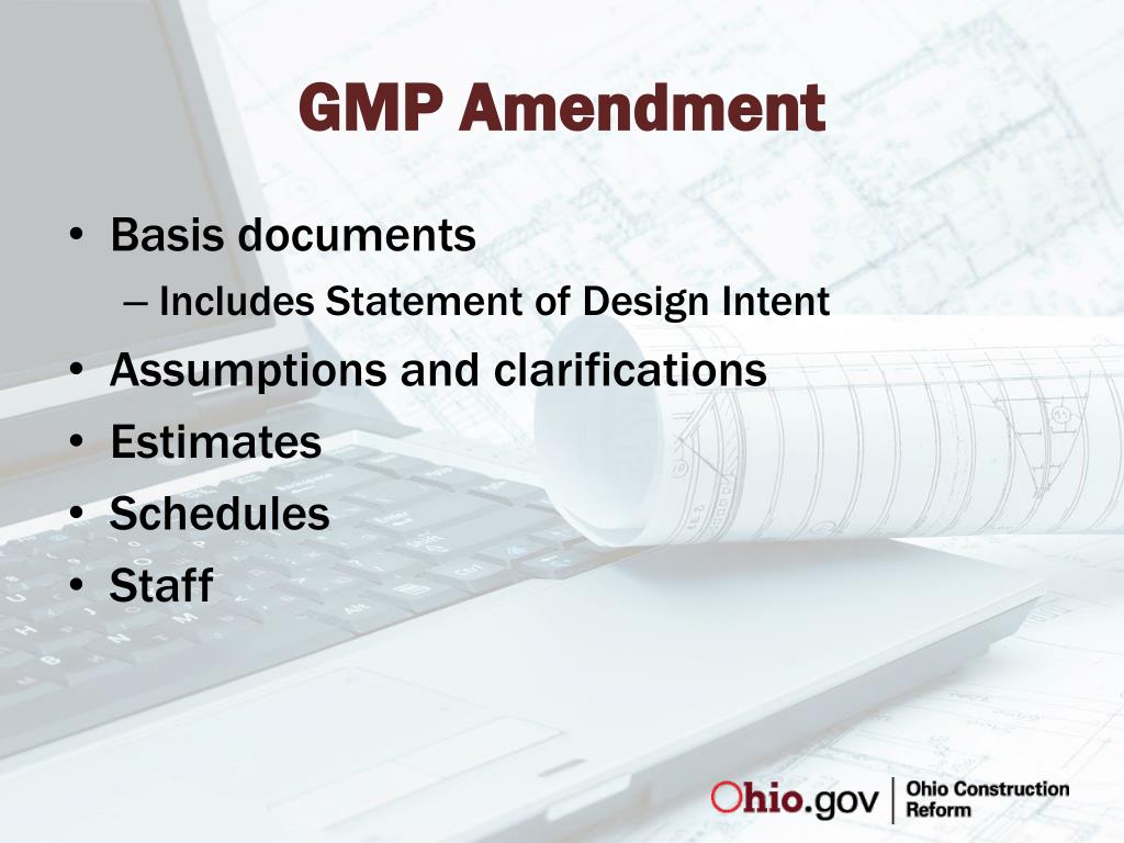 Gmp Amendment PPT - CMR Contract Documents Jon Walden Manager of Contracts ...