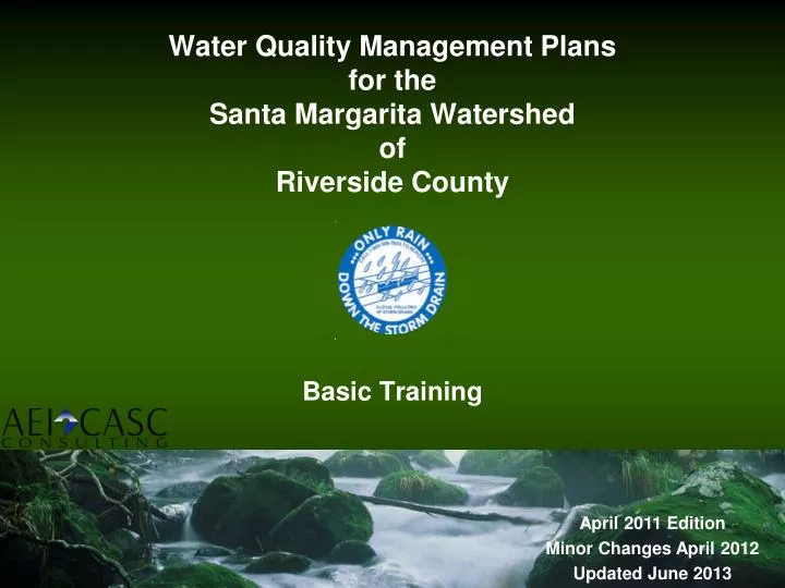 water quality management plans for the santa margarita watershed of riverside county n.
