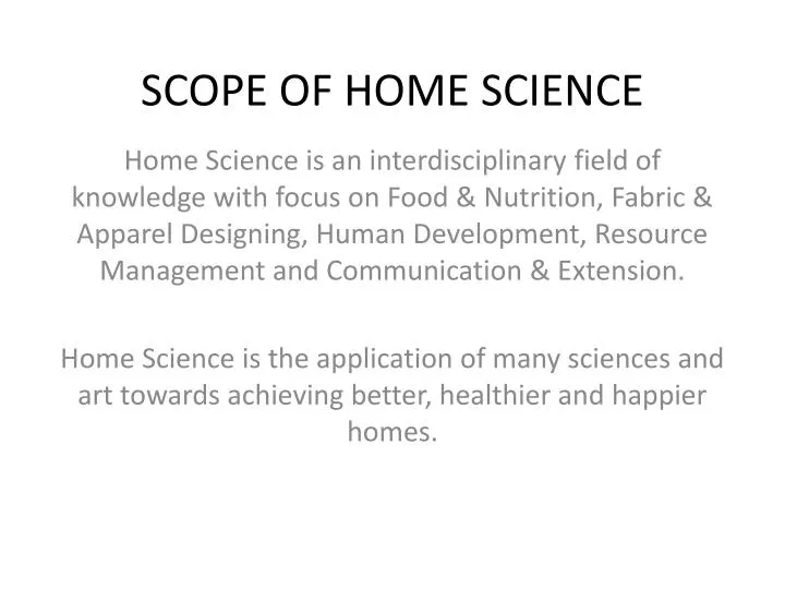 What Is The Scope Of Home Science