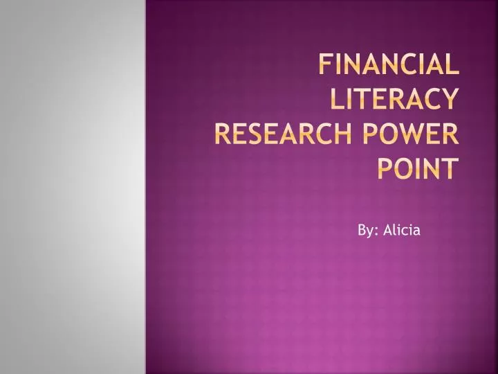 financial literacy research power point n.
