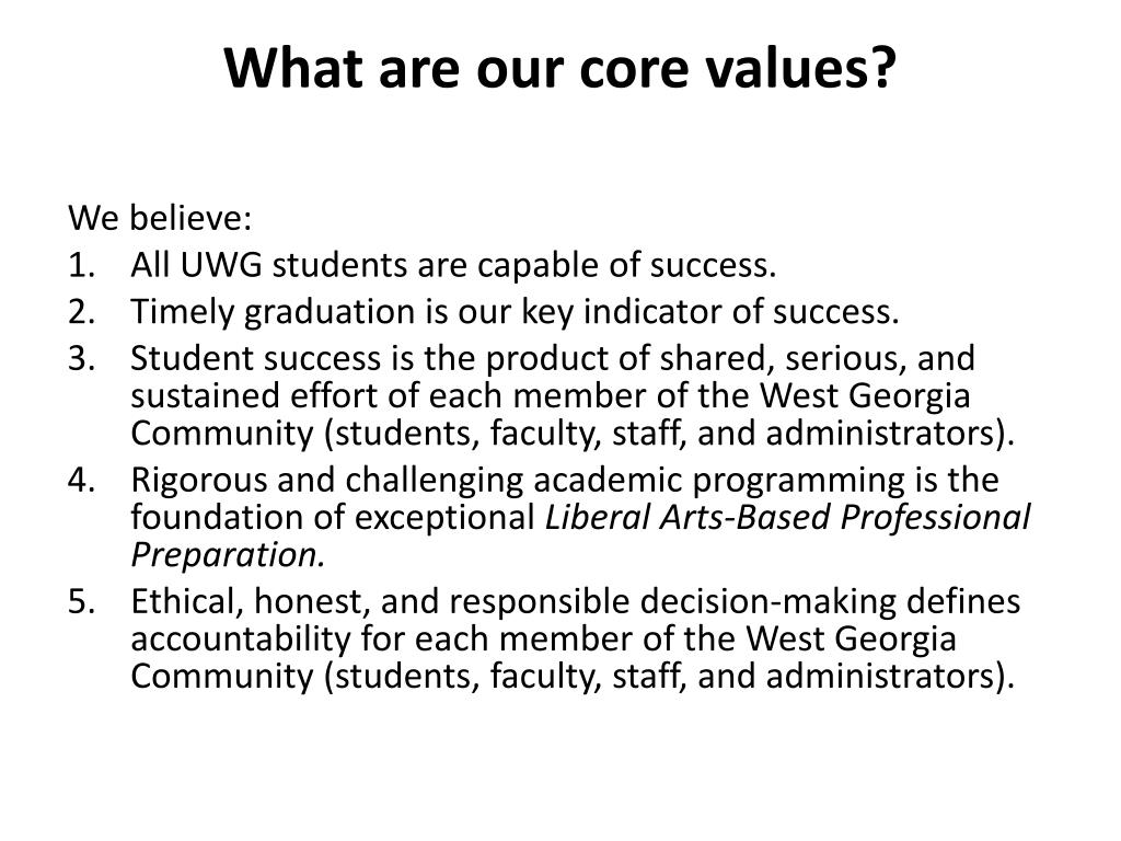 Graduate Core Values PPT - Report of the President’s Special Commission to Improve ...