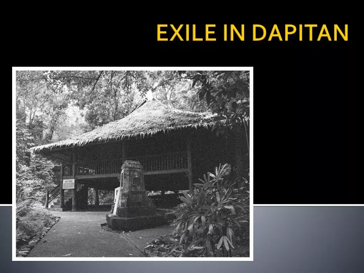 reaction about the movie of rizal exile in dapitan There is tikoy aguiluz's rizal sa dapitan (rizal in dapitan, 1997), which concentrated on rizal's exile in the provincial barrio there is mike de leon's bayaning third world ( third world hero , 2000), which is an intriguing look into the mysteries that surround the hero. reaction about the movie of rizal exile in dapitan There is tikoy aguiluz's rizal sa dapitan (rizal in dapitan, 1997), which concentrated on rizal's exile in the provincial barrio there is mike de leon's bayaning third world ( third world hero , 2000), which is an intriguing look into the mysteries that surround the hero.