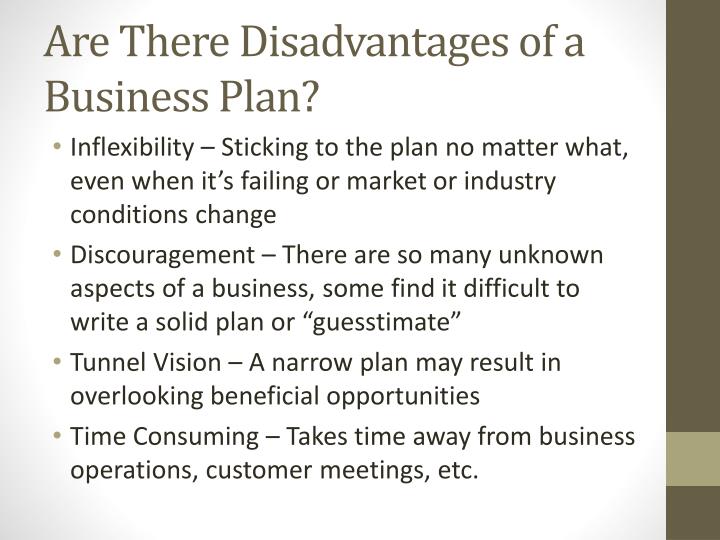 2 disadvantages of a business plan