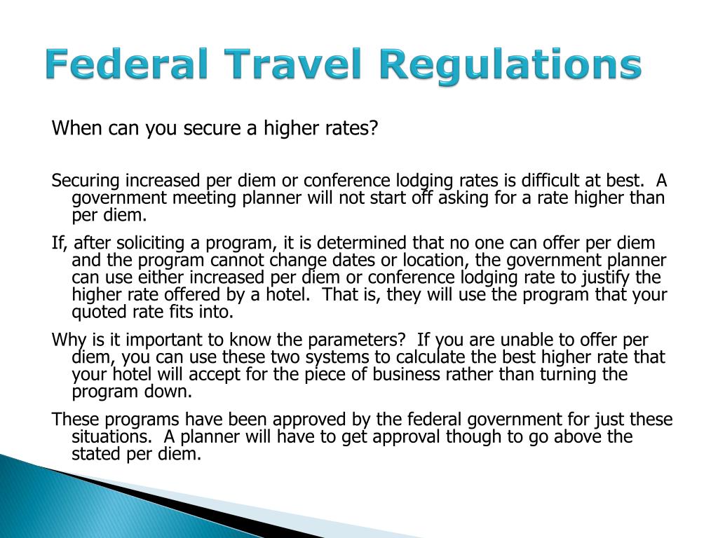 federal travel regulations rest day