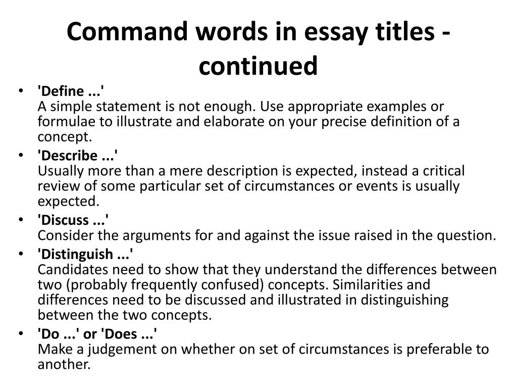 command words in essay questions