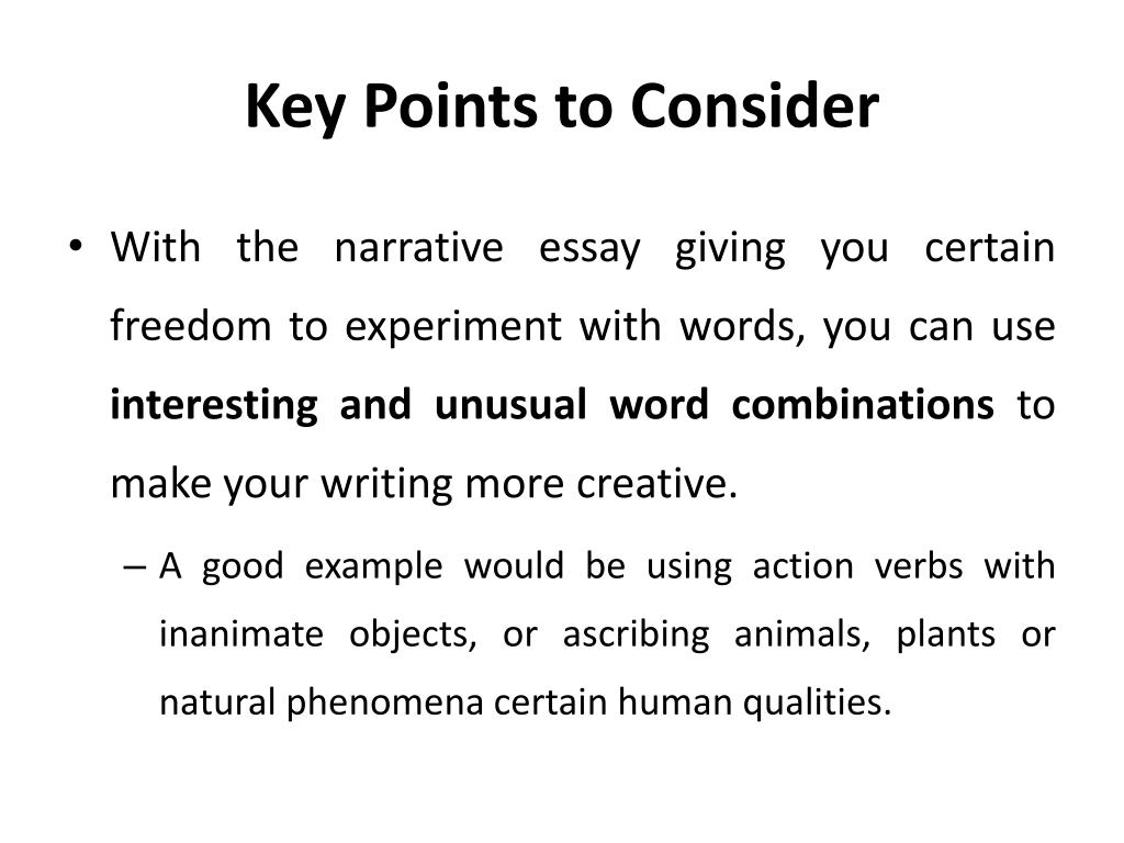 narrative essay key points