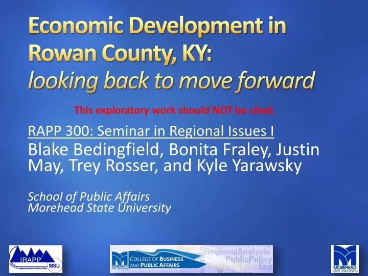 PPT Economic Development in Rowan County, KY looking back to move