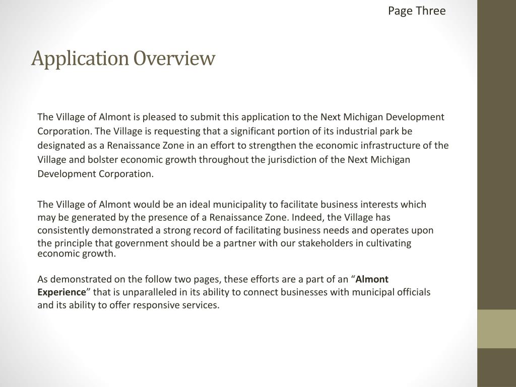 PPT Village of Almont Application to the Next Michigan Development