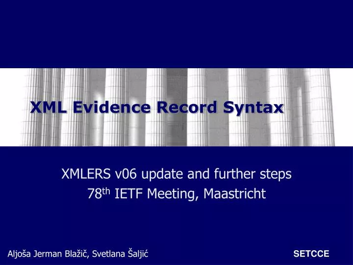 xml evidence record syntax n.