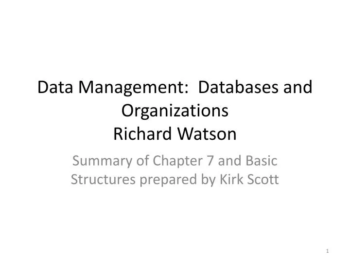 data management databases and organizations richard watson n.