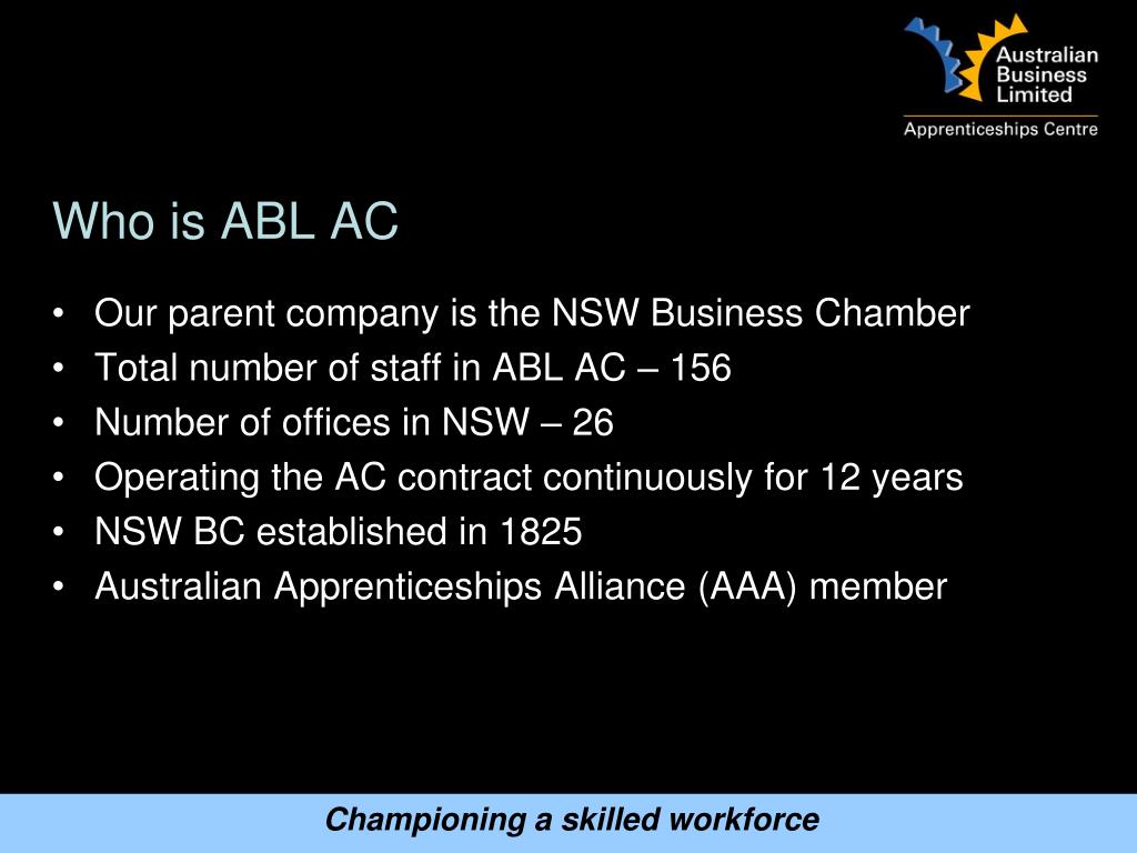 PPT - Australian Business Limited Apprenticeships Centre PowerPoint ...