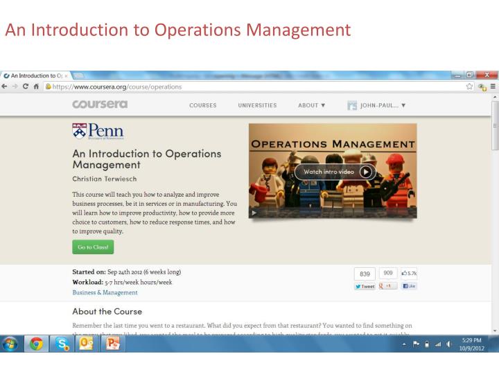 an introduction to operations management This first chapter is an introduction to operations management it provides both new and experienced students with some key and basic concepts that they will carry with. an introduction to operations management This first chapter is an introduction to operations management it provides both new and experienced students with some key and basic concepts that they will carry with.