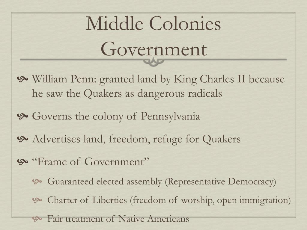 middle colonies political system