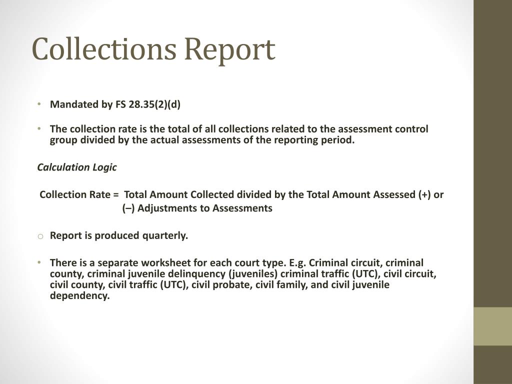 Subsequent Collection Report PPT - New Clerk Academy Criminal Court & Jury PowerPoint Presentation ...