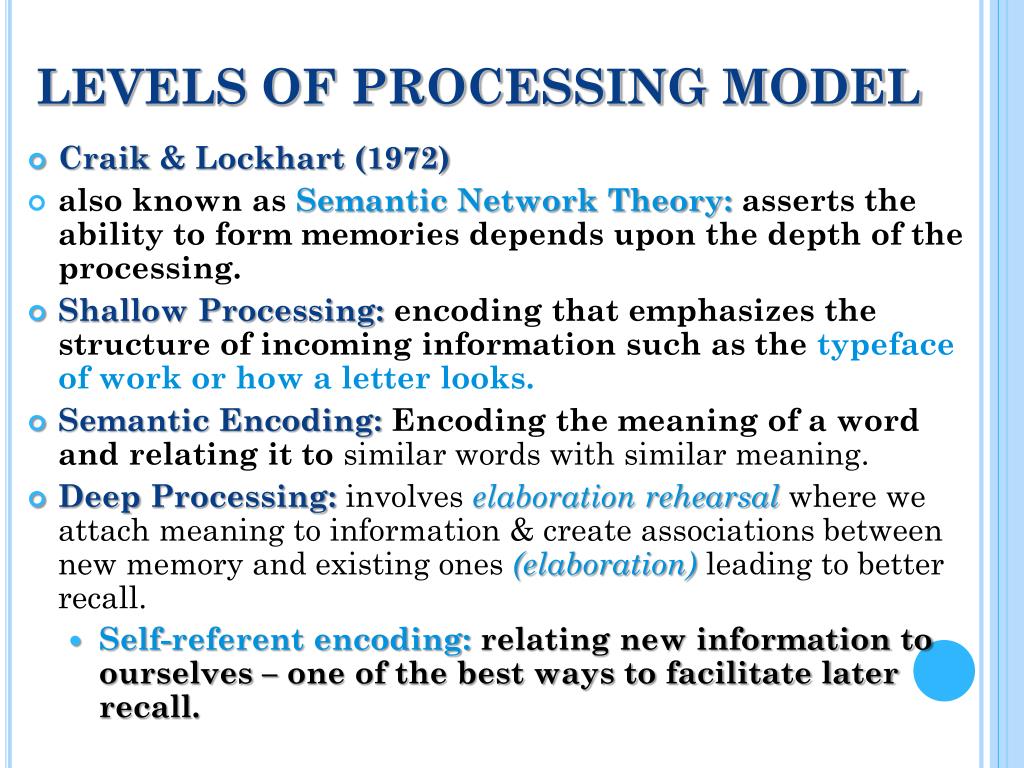 Levels Of Pro Cessing A Framework For Memory Research HTJRY