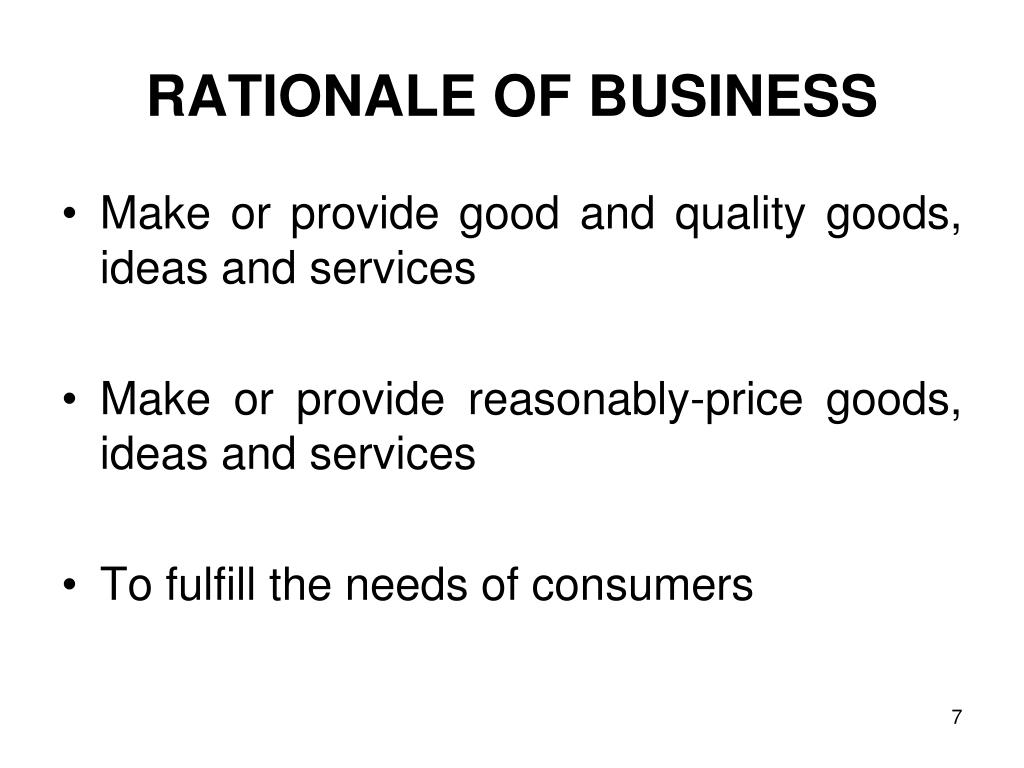 example of rationale in business plan