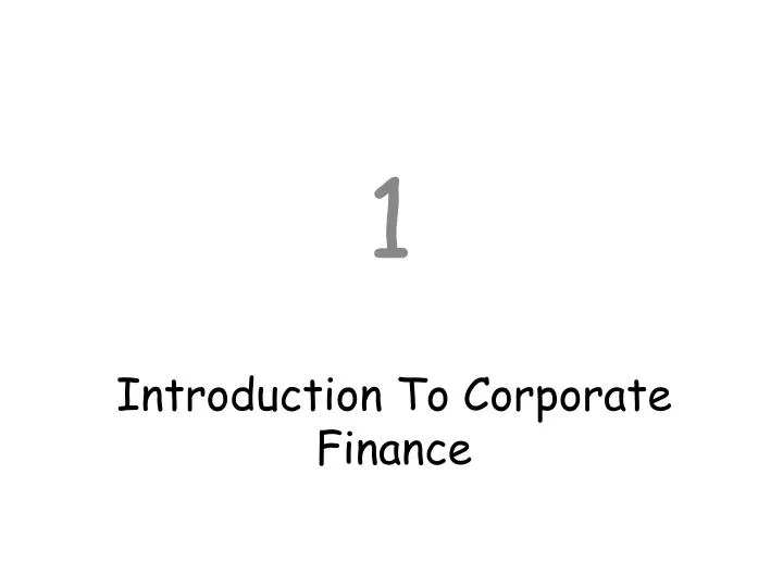 introduction to corporate finance n.