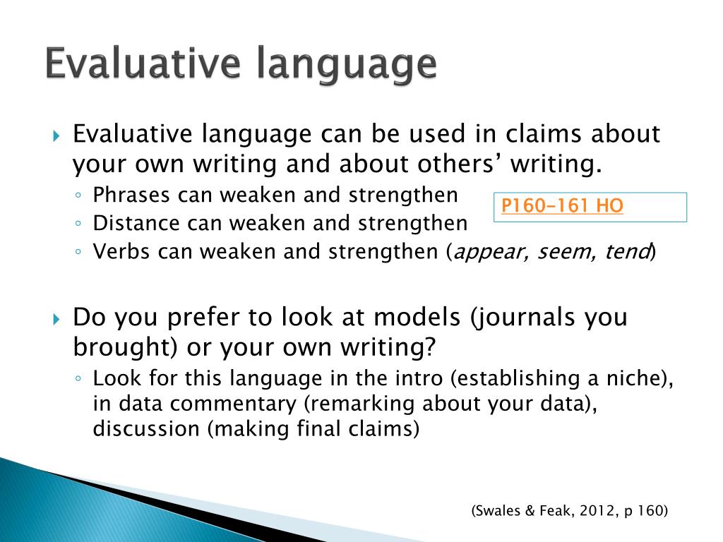 PPT Using academic vocabulary IV evaluative language & reviewing