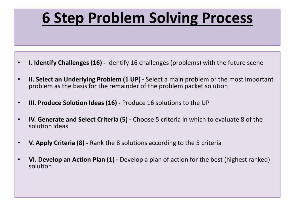 future problem solving criteria