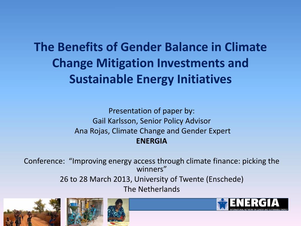 PPT - The Benefits of Gender Balance in Climate Change Mitigation ...