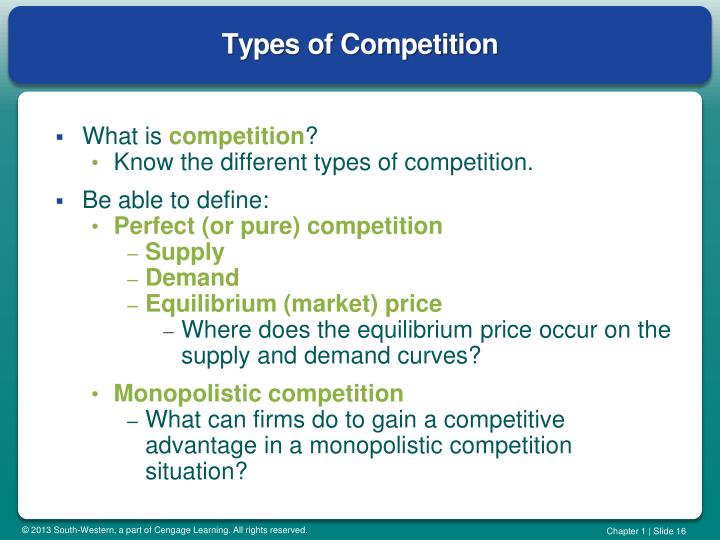 types of competition The intensity of that competition, whether direct or indirect, will affect the overall potential for success of your business that is why it’s important to consider all types of competition when planning your business, to ensure that you have the edge over others in your industry. types of competition The intensity of that competition, whether direct or indirect, will affect the overall potential for success of your business that is why it’s important to consider all types of competition when planning your business, to ensure that you have the edge over others in your industry.