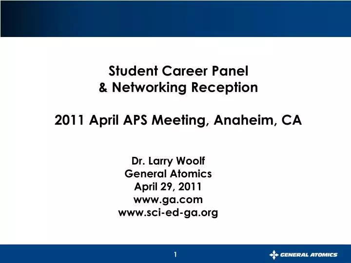 PPT Student Career Panel & Networking Reception 2011 April APS