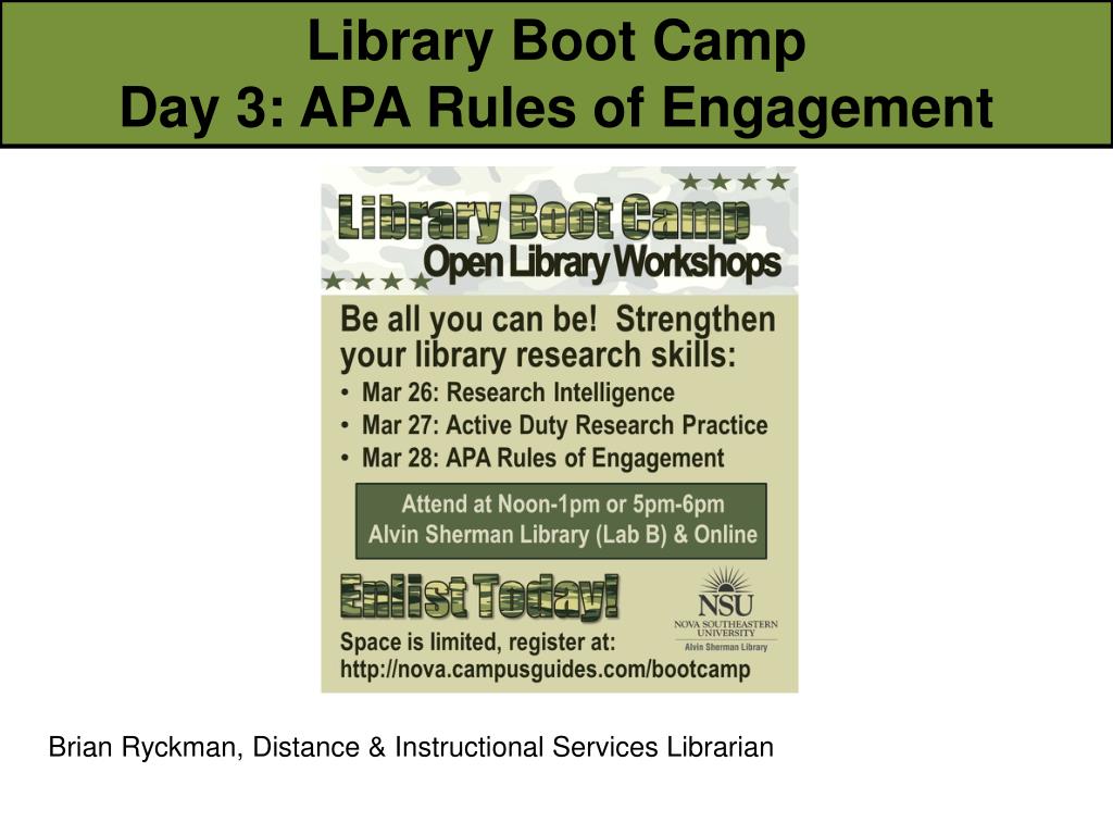 ppt library boot camp day 3 apa rules of engagement powerpoint apa rules