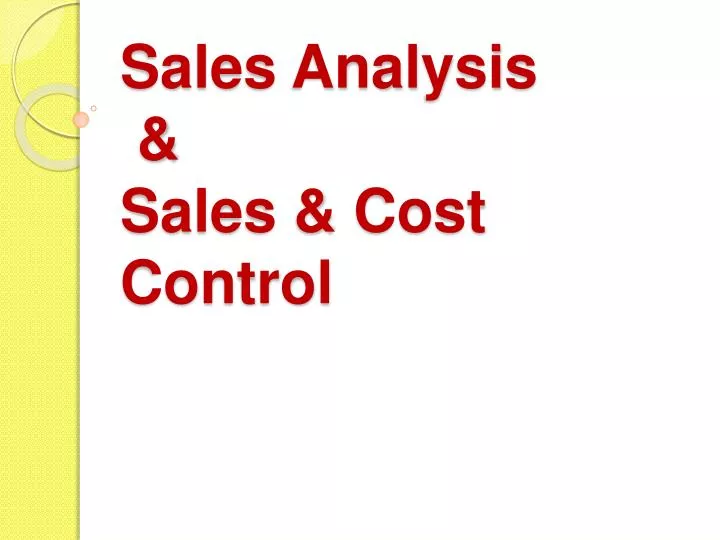 sales analysis sales cost control n.