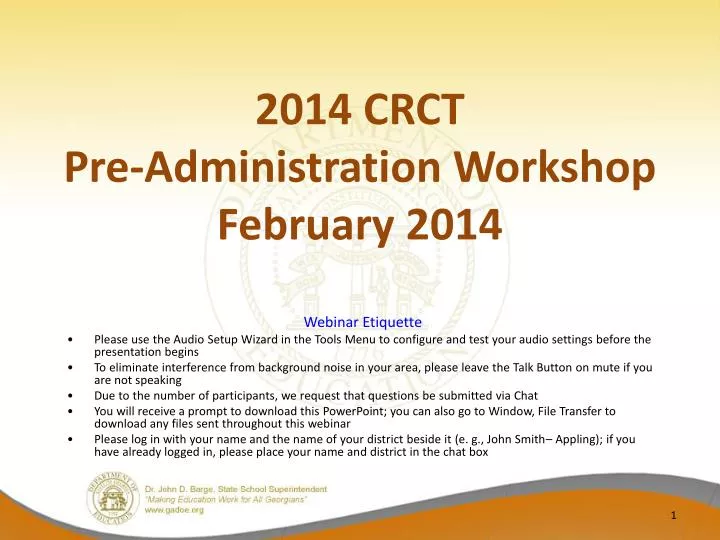 2014 crct pre administration workshop february 2014 n.