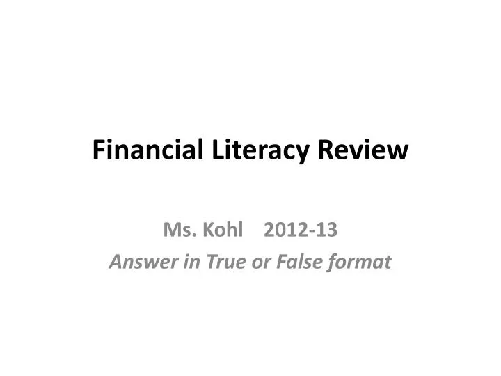 financial literacy review n.
