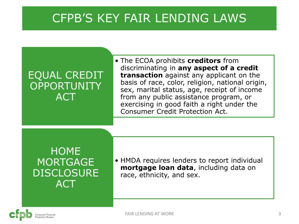 PPT THE CONSUMER FINANCIAL PROTECTION BUREAU FAIR LENDING AT WORK