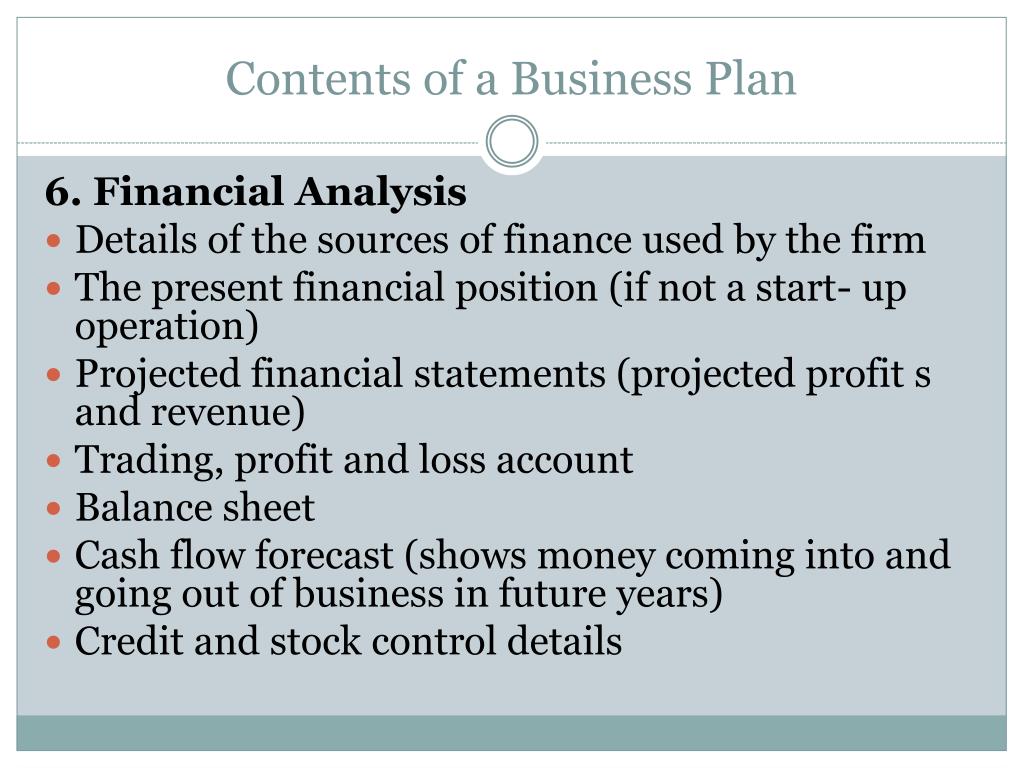 contents of a business plan explained