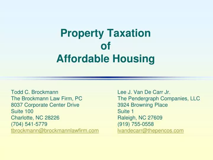 property taxation of affordable housing n.